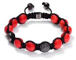 Bracelet Shamballa en perles de Corail Rouge